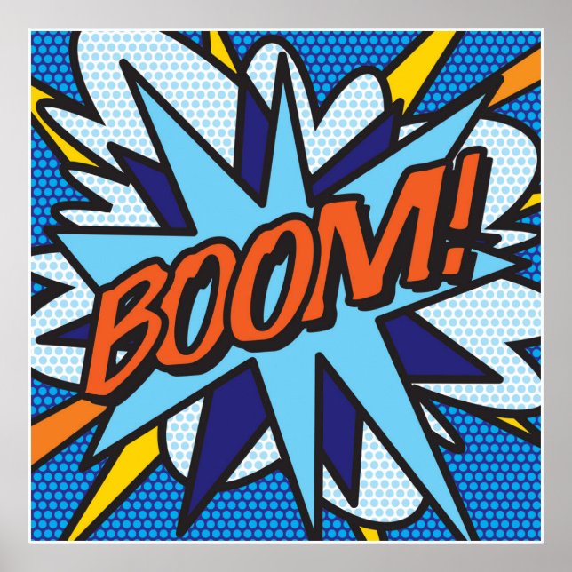Comic Book Pop Art BOOM Superheld Poster (Vorne)