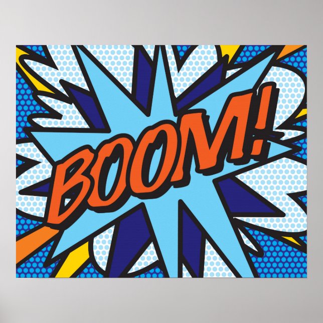 Comic Book Pop Art BOOM Superheld Poster (Vorne)