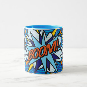 Comic Book Pop Art BOOM! Zweifarbige Tasse