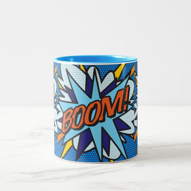 Comic Book Pop Art BOOM! Zweifarbige Tasse (Mittel)