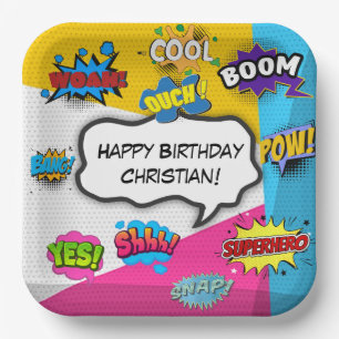 Comic Book Pop Art Custom Geburtstag Pappteller