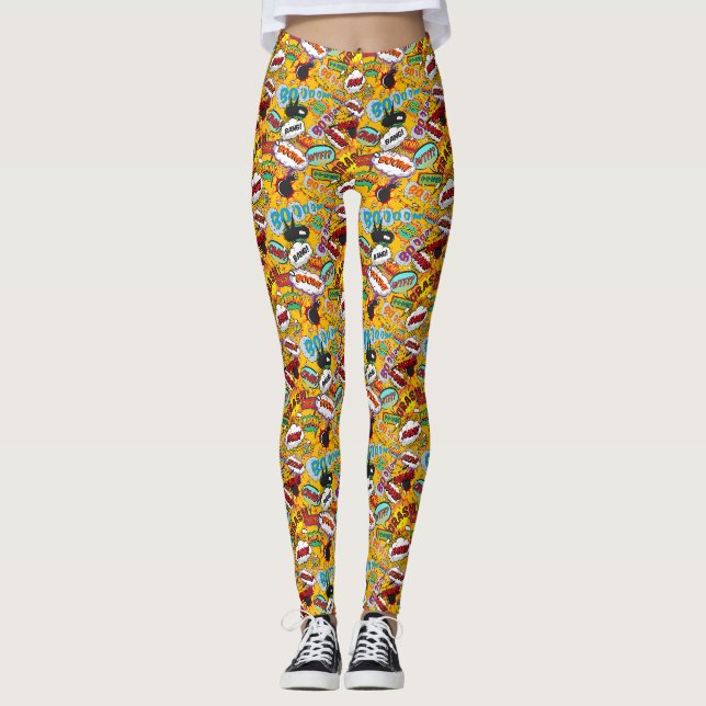 Comic Book Pop Art Explosionen Leggings (Vorderseite)