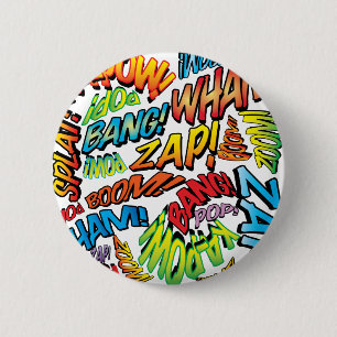 Comic-Book-Pop-Art-farbige moderne Typografie Button
