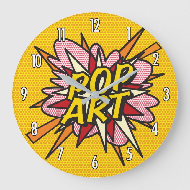 Comic Book Pop Art Große Wanduhr (Vorderseite)