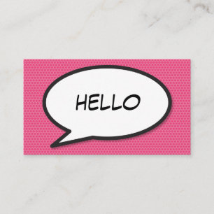 Comic Book Pop Art HELLO Pink Visitenkarte