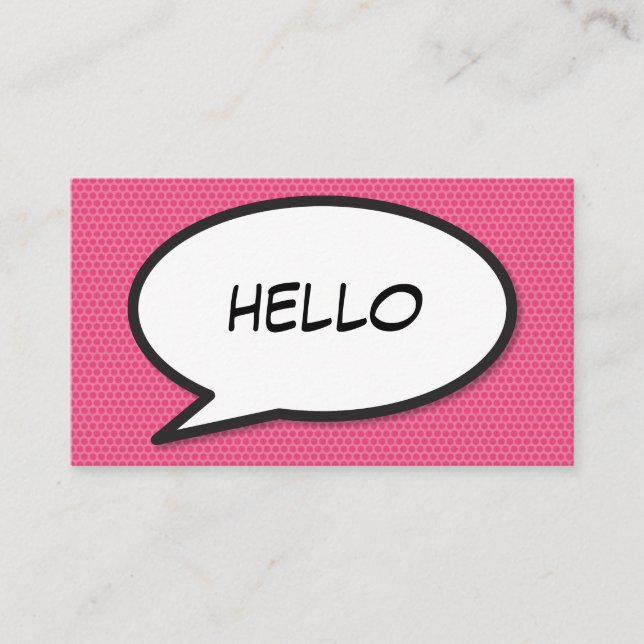 Comic Book Pop Art HELLO Pink Visitenkarte (Vorderseite)