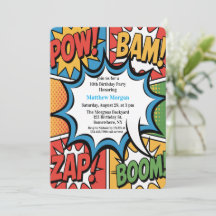 Comic-Book-Pop-Art-Jungen-Geburtstagsfeier Weiß