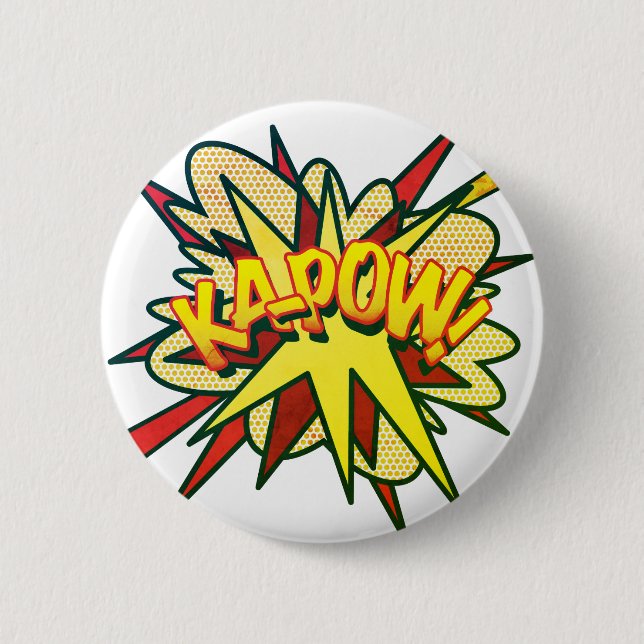 Comic Book Pop Art KA-POW! Retro Button (Vorderseite)
