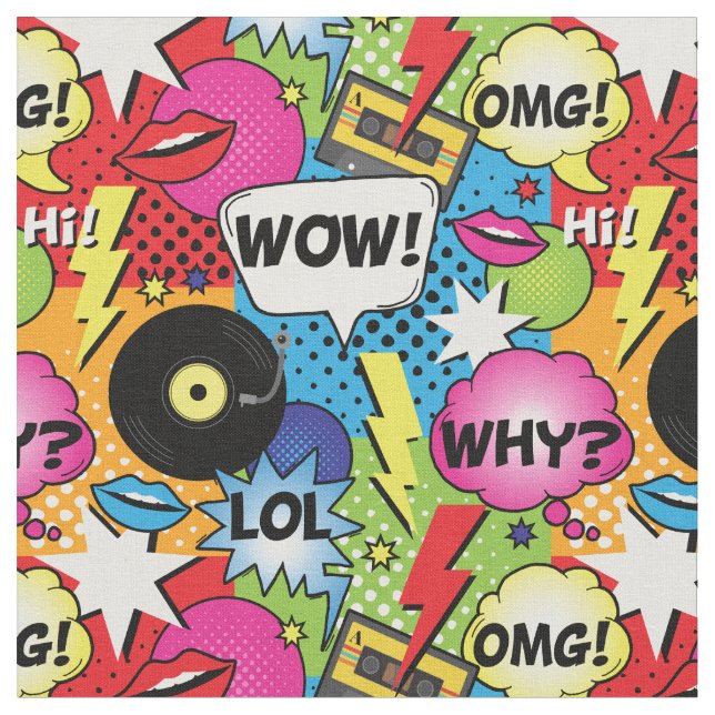 Comic Book Pop Art Retro Cartoon Muster Stoff (Nahaufnahme)
