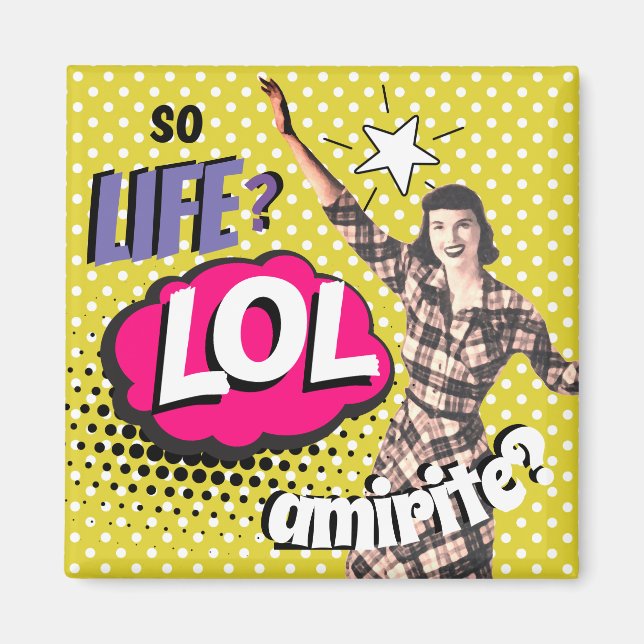 Comic-Book-Pop-Art-Retro-Dame Lustig Magnet (Vorne)