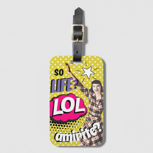 Comic Book Pop Art Retro Lady Funny Gepäckanhänger (Vorderseite Vertikal)