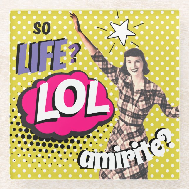 Comic Book Pop Art Retro Lady Funny Glasuntersetzer (Vorderseite)