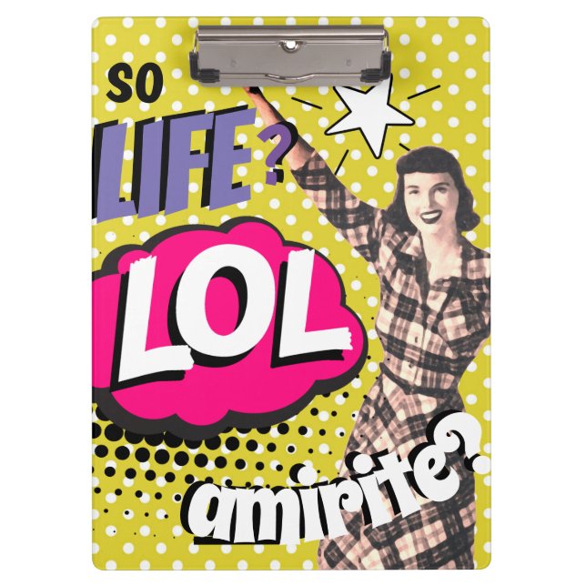 Comic Book Pop Art Retro Lady Funny Klemmbrett (Vorderseite)