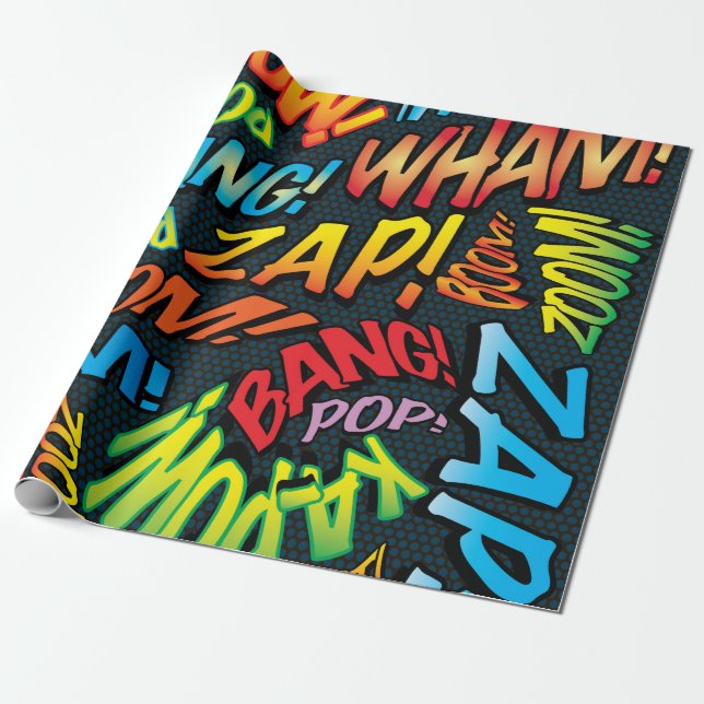 Comic Book Pop Art Sounds Geschenkpapier (Ungerollt)