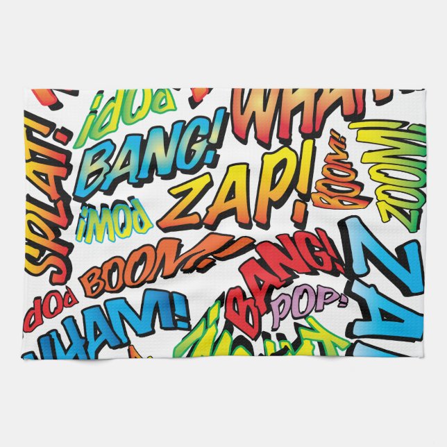 Comic Book Pop Art Sounds Geschirrtuch (Horizontal)