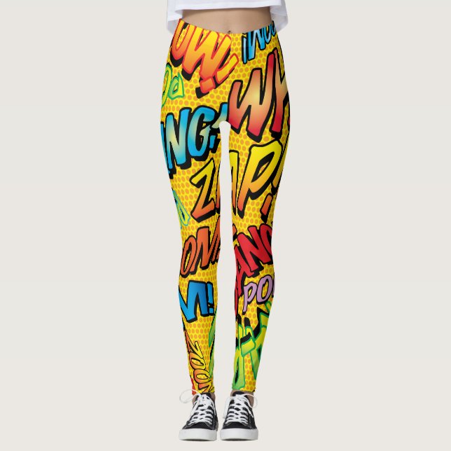 Comic Book Pop Art Sounds Leggings (Vorderseite)