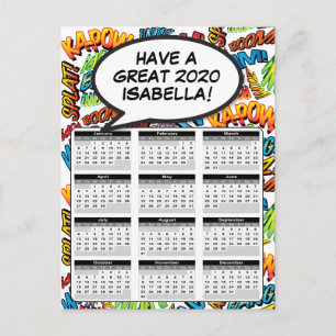 Comic Book Pop Art Sprechblase 2020 Kalender Postkarte