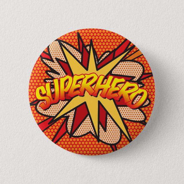 Comic-Book-Pop-Art-SUPERHELD Button (Vorderseite)