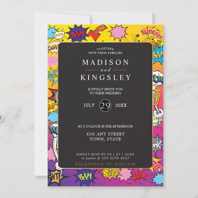 Comic Book Pop Art 💥 🎉 unglaubliche Hochzeit Einladung (Vorderseite)