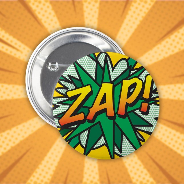 Comic Book Pop Art ZAP! Button (Fun Cool Comic Book Pop Art ZAP Button)