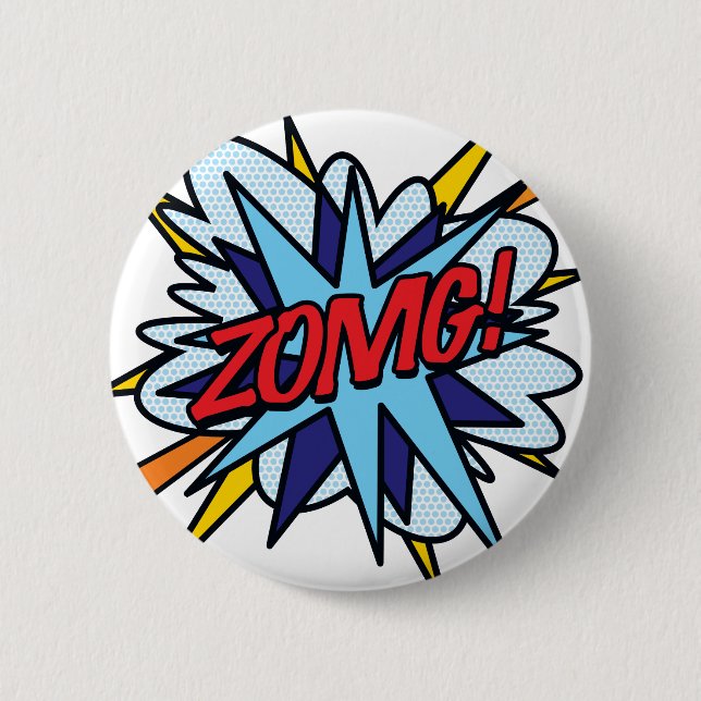 Comic Book Pop Art ZOMG Button (Vorderseite)