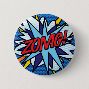 Comic Book Pop Art ZOMG Button