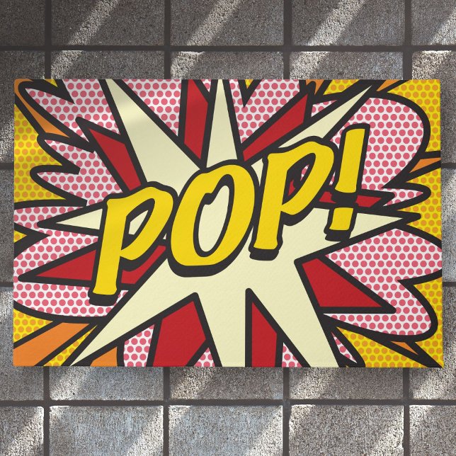 Comic Book POP Trendy Fun Moderne Typografie Fußmatte (Comic Book POP Trendy Fun Modern Typographic Doormat)