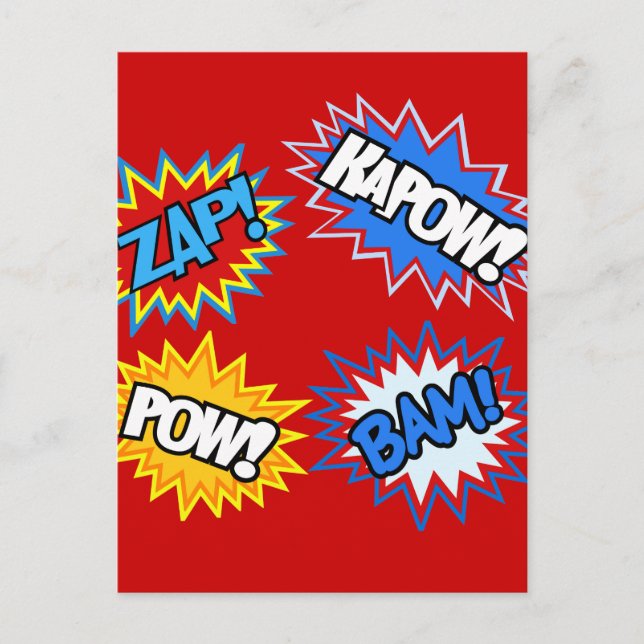 Comic Book Pow! Stürme Postkarte (Vorderseite)