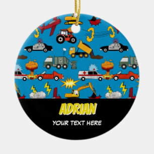 Comic Book Retro-LKW Autos Fahrzeuge Flugzeuge Keramik Ornament
