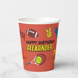 Comic-Book-Retro-Sport-Atletik-Bälle Geburtstag Pappbecher