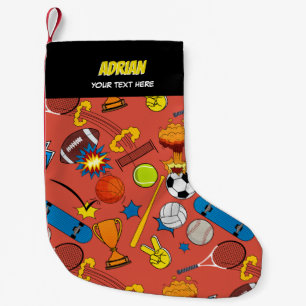 Comic-Book-Retro-Sport-Atletik-Bälle Kinder Jungen Kleiner Weihnachtsstrumpf