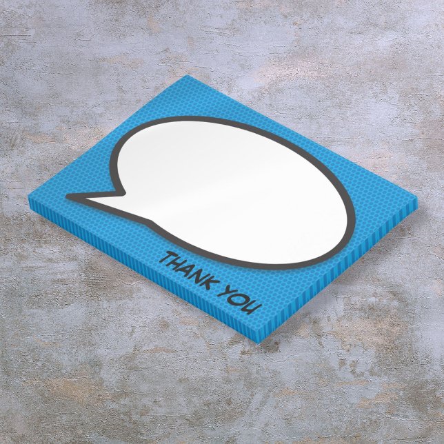 Comic Book Speech Blase Vielen Dank Post-it Klebezettel (Comic Book Speech Bubble Blue Thank You Post-it Notes)