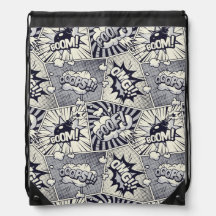 Comic Book Speech Bubble Drawstring Backpack