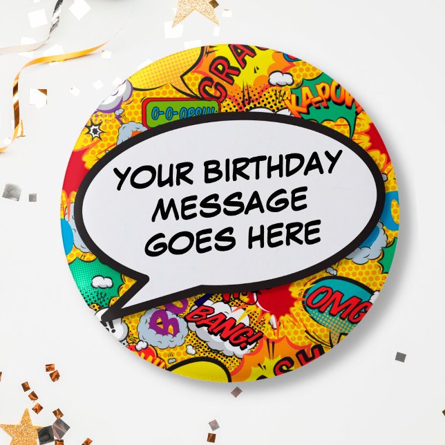 Comic Book Speech Bubble Geburtstagspartei Gönnen  Button (Comic Book Speech Bubble Birthday Party Favor Butt Button)