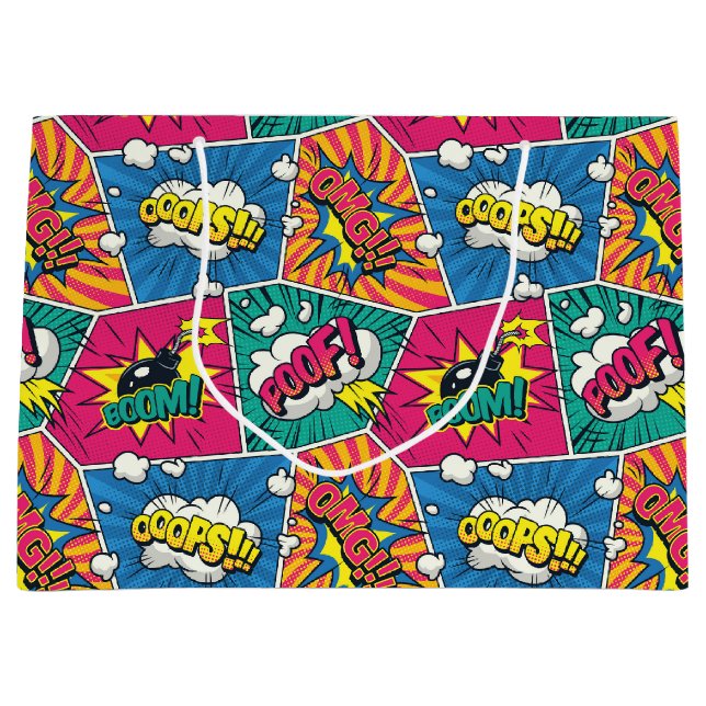 Comic Book Speech Bubble Geschenktasche Große Geschenktüte (Vorderseite)