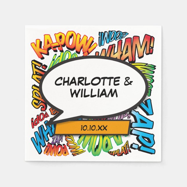 Comic Book Speech Bubble Moderner Spaß Serviette (Vorderseite)