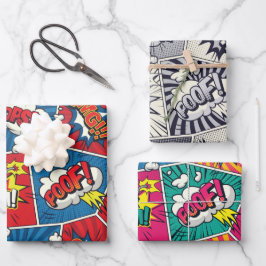Comic Book Speech Bubble Wrapping Paper Set Geschenkpapier Set