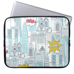 Comic-Book-Stadt: Vintage-Muster Laptopschutzhülle