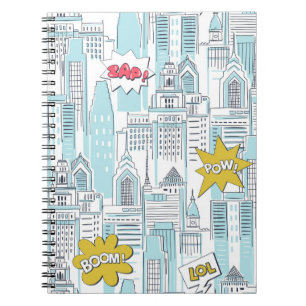 Comic-Book-Stadt: Vintage-Muster Notizblock