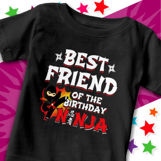 Comic Book Style Best Friend of the Birthday Ninja Baby T-shirt