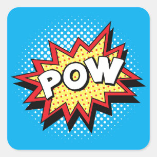 Comic Book Style Colorful POW Quadratischer Aufkleber