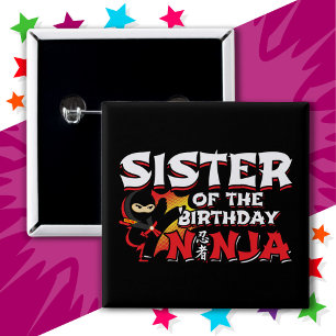 Comic Book Style Party Schwester von Birthday Ninj Button