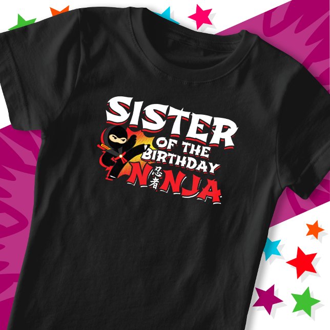 Comic Book Style Party Schwester von Birthday Ninj T-Shirt (Von Creator hochgeladen)