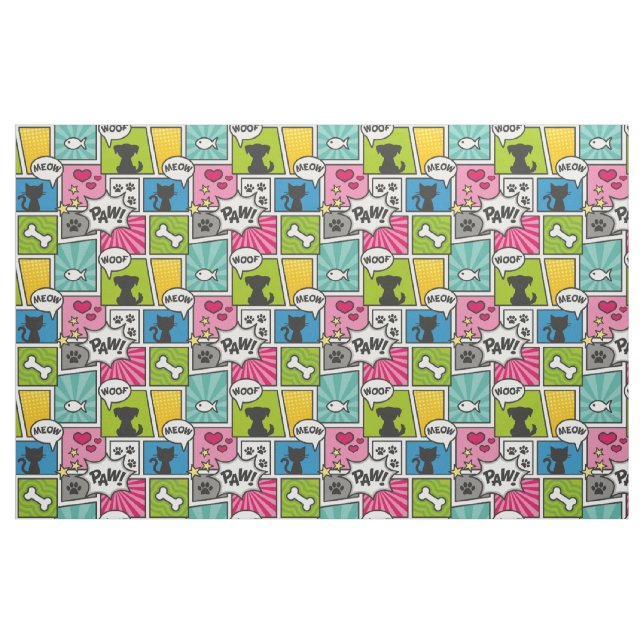 Comic Book Style Pet Muster Stoff (Fat Quarter (45,7 x 55,9 cm))