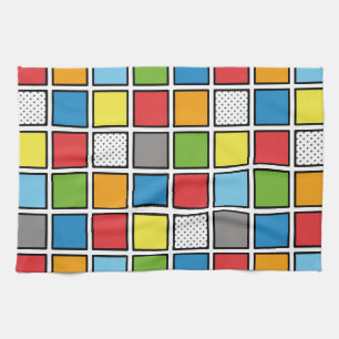 Comic Book Style Squares Geschirrtuch