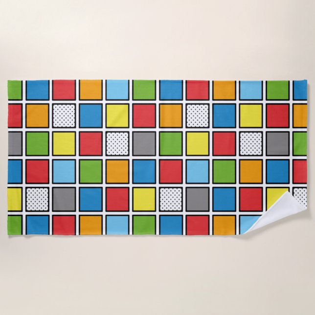 Comic Book Style Squares Strandtuch (Vorderseite)