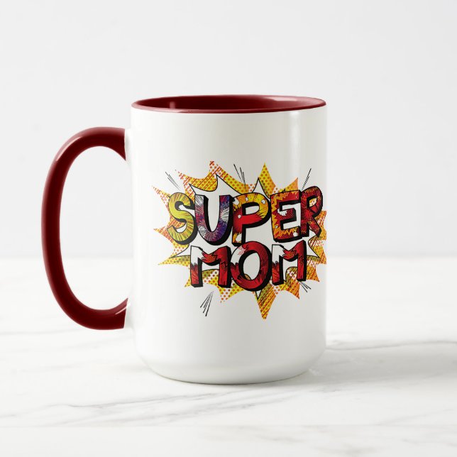 Comic Book Style Super Mama2 Tasse (Links)