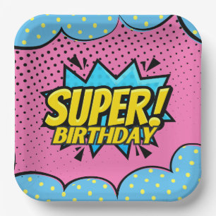 Comic-Book-Superheldin Geburtstag Pappteller