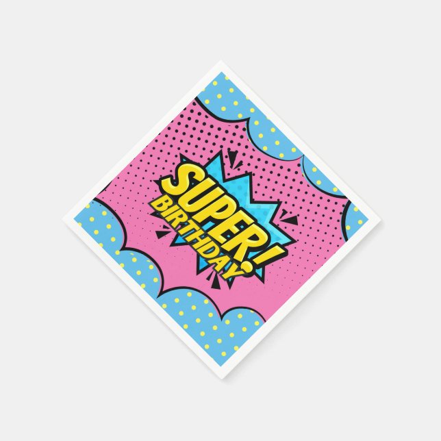 Comic-Book-Superheldin Geburtstag  Serviette (Ecke)