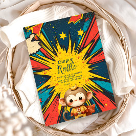 Comic Book Superhero Boy Baby Showe Diapper Raffle Begleitkarte